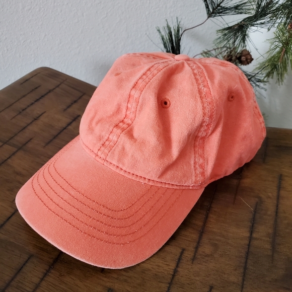 Accessories - Vintage Washed Coral Peach Faded Orange Blank Baseball Cap Adjustable Strapback